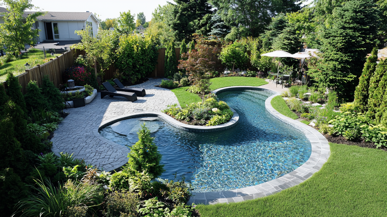 contour de piscine en gazon synthétique